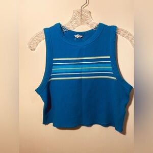 Pre-Loved Blue-Green Ribbed Cropped Tee by Cotton On Size M